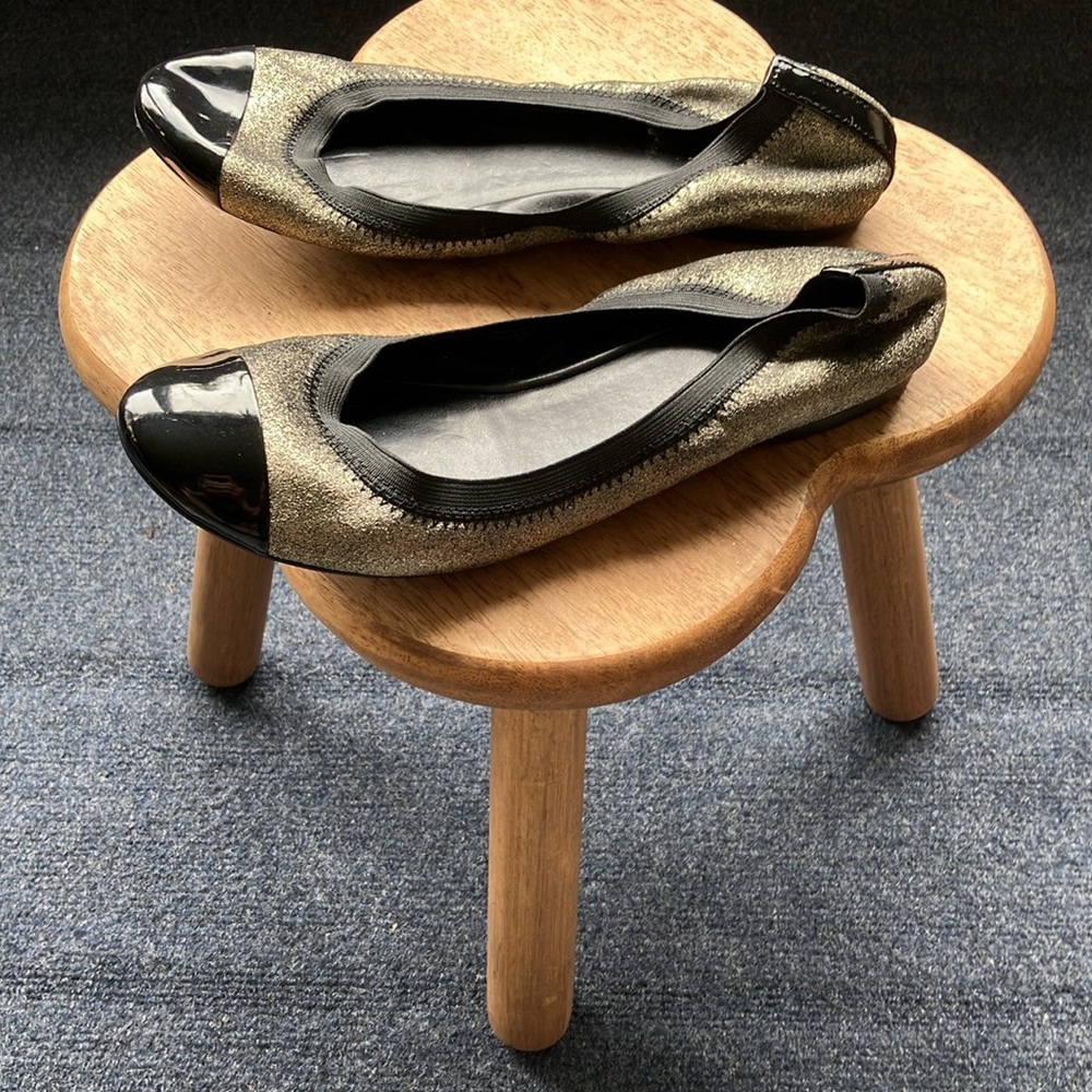 Cole Haan Black and Gold Flats Sleek Modern Design